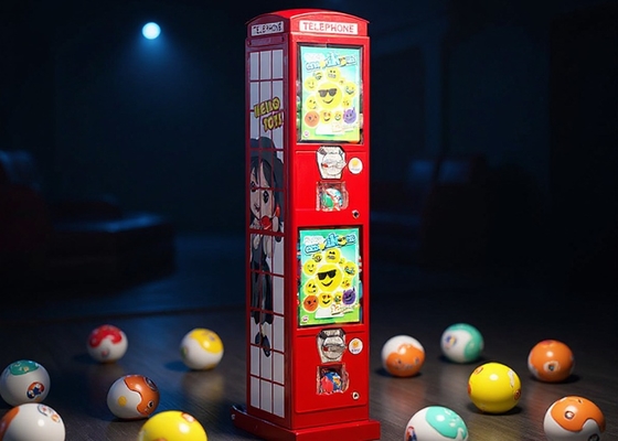 2 slot koin Mesin Penjual Kapsul Telepon untuk Gumball Candy Bouncy Ball dan Lebih 28*28*130CM